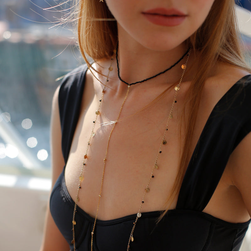 Aya Necklace | Black Crystals